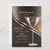 Invitation 50e Anniversaire Fête Noir & Bronze Thème Annivers (Devant)