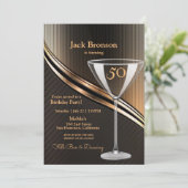 Invitation 50e Anniversaire Fête Noir & Bronze Thème Annivers (Debout devant)