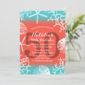 Invitation 50e Anniversaire Fête Plage Coral Reef Starfish (Debout devant)