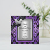 Invitation 50e Anniversaire Fête Purple Argent Damas Papillon (Debout devant)