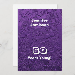 Invitation 50e Anniversaire Fête Purple Rag Dolls Années Jeun