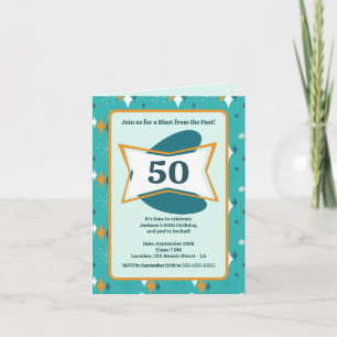 Invitation 50e anniversaire fête Retro Mid Century N'importe