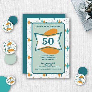 Invitation 50e anniversaire fête Retro Mid Century N'importe 