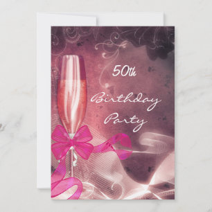 Invitation 50e anniversaire Fête Rose
