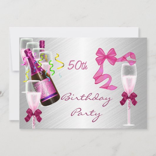 Invitation 50e anniversaire Fête Rose (Devant)