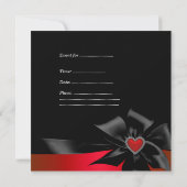 Invitation 50e Anniversaire Fête Rouge Argent Abstrait Noir (Dos)