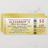 Invitation 50e anniversaire fête Smooth Gold Ticket Invitatio (Devant / Derrière)