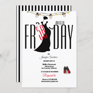 Invitation 50e anniversaire fête Stripes Stiletto unique