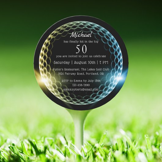 Invitation 50e Anniversaire Fête Stylish Modern Golf Golfer