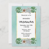 Invitation 50e anniversaire fête succulents vert (Devant)