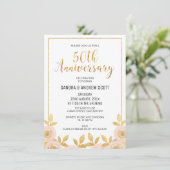 Invitation 50e Anniversaire Fleurie Or Faux (Debout devant)