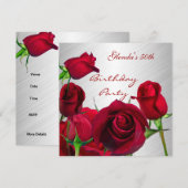 Invitation 50e anniversaire Fleurs rouges Roses bl (Devant / Derrière)