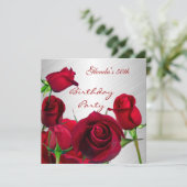Invitation 50e anniversaire Fleurs rouges Roses bl (Debout devant)