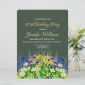 Invitation 50e anniversaire fleurs sauvages d'invitation (Debout devant)