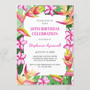 Invitation 50e anniversaire Fleurs tropicales Feuille Hawaiia