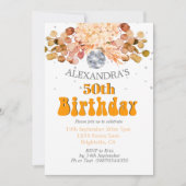 Invitation 50e anniversaire Floral Orange Disco Ball (Devant)