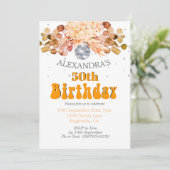 Invitation 50e anniversaire Floral Orange Disco Ball (Debout devant)