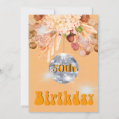 Invitation 50e anniversaire Floral Orange Disco Ball (Dos)
