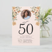 Invitation 50e anniversaire Floral Photo Party (Debout devant)