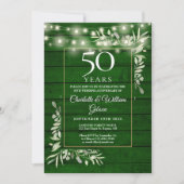 Invitation 50e anniversaire Floral String Lumières Bois vert (Devant)
