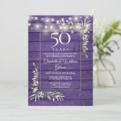 Invitation 50e anniversaire Floral String lumières Purple Woo (Debout devant)