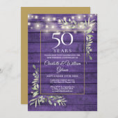 Invitation 50e anniversaire Floral String lumières Purple Woo (Devant / Derrière)