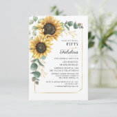 Invitation 50e anniversaire Floral Sunflower Eucalyptus Party (Debout devant)