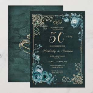 Invitation 50e Anniversaire Floral Vintage