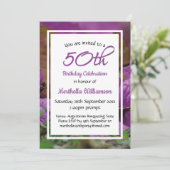 Invitation 50e anniversaire Floral violet personnalisé (Debout devant)