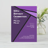 Invitation 50e anniversaire Formes géométriques violettes mod (Debout devant)