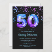 Invitation 50e anniversaire Galaxy Balloons avec Confetti (Devant)