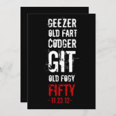 Invitation 50e anniversaire Geezer (Devant / Derrière)