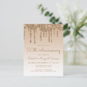 Invitation 50e Anniversaire Glitter Drip Or (Debout devant)