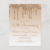 Invitation 50e Anniversaire Glitter Drip Or (Devant)