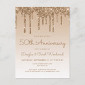 Invitation 50e anniversaire Glitter Drip Or (Devant)