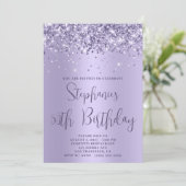 Invitation 50e anniversaire Glittery Light Lavender Ombre (Debout devant)