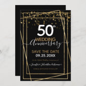 Invitation 50e anniversaire Gold Border Enregistrer la date (Devant / Derrière)