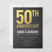Invitation 50e anniversaire Gold Chalkboard Party (Devant)