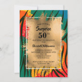 Invitation 50e anniversaire Gold Colorful Zebra (Devant)