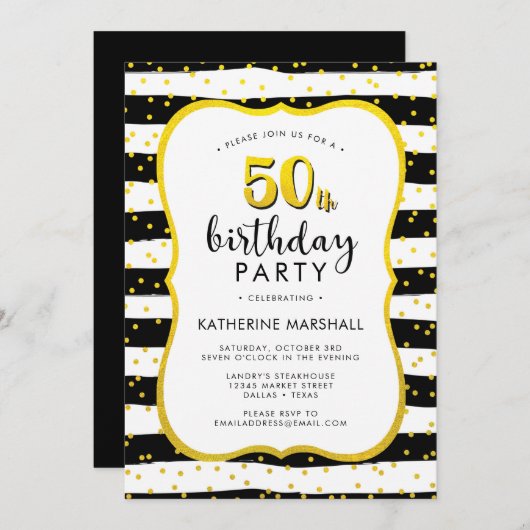 Invitation 50e anniversaire Gold et Black (Devant / Derrière)