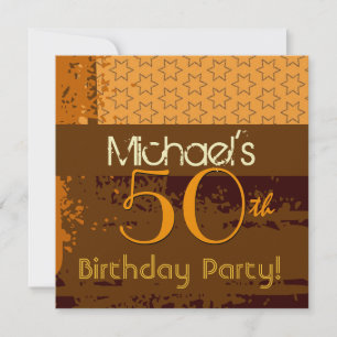 Invitation 50e anniversaire Gold et Chocolat étoiles Brown