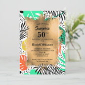 Invitation 50e anniversaire Gold et moderne Tropical (Debout devant)