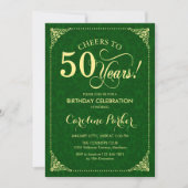Invitation 50e anniversaire - Gold Green Damask (Devant)