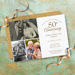 Invitation 50e anniversaire Gold Heart Confetti 3 Photo
