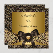 Invitation 50e Anniversaire Gold Leopard Café Brown (Devant / Derrière)