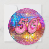 Invitation 50e anniversaire Gold Pink Parties scintillant Dis (Dos)