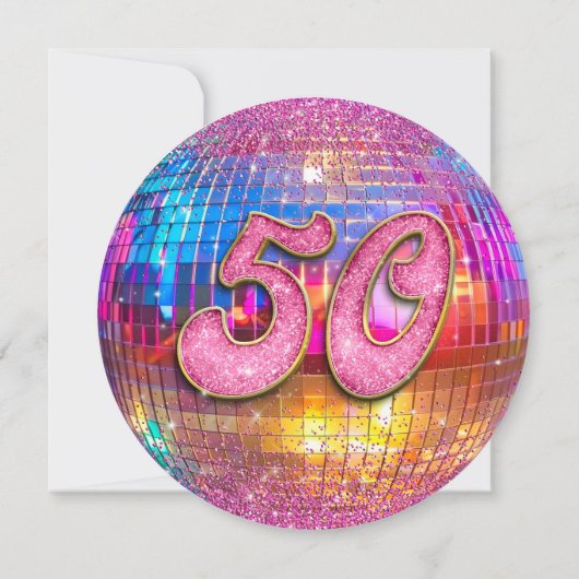 Invitation 50e anniversaire Gold Pink Parties scintillant Dis (Dos)