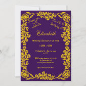 Invitation 50e anniversaire Gold Purple Botanical Floral (Devant)