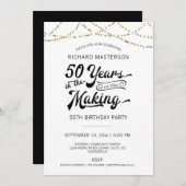 Invitation 50e anniversaire Gold String lumières (Devant / Derrière)