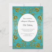 Invitation 50e Anniversaire Gold Turquoise classique (Devant)